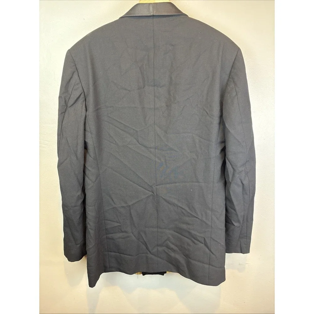 Chaps Ralph Lauren Double‎ Breasted Blazer Size 40XL Black Wool Vintage